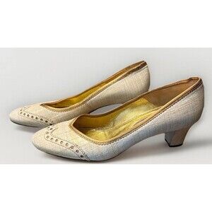 Ricardo Banfi Offwhite With Gold Trim Leather Made in Italy Pumps Size 37